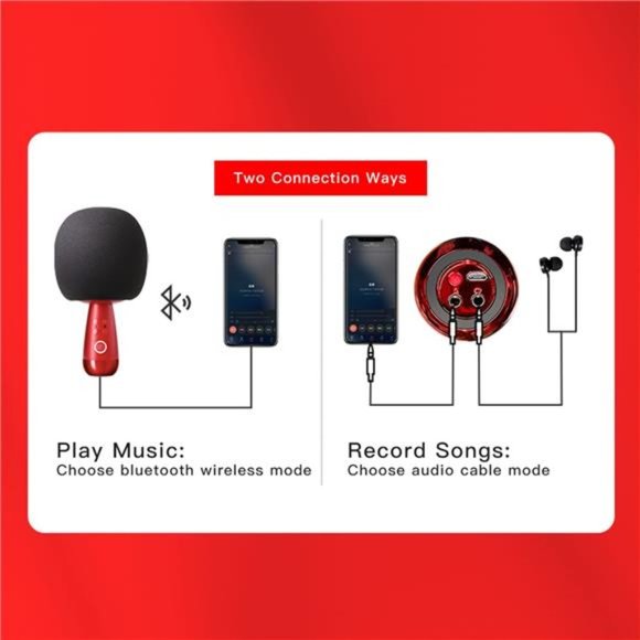 Karaoke Speaker Microphone Wireless Bluetooth TWS Microphones&Speaker 2 in1 - Picture 5 of 6